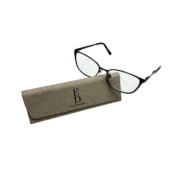 Ellen Degeneres Eyeglasses MNAVY 53-16-135 Navy Wire Frames With Tweed Case - Picture 1 of 8